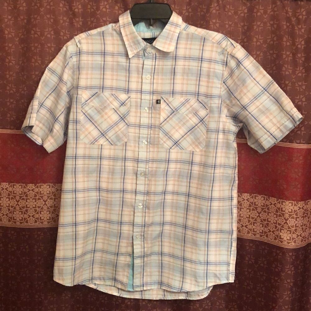 RocaWear polo button down shirt blue white